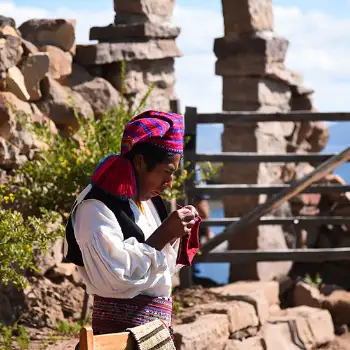 Inhabitant of Amantani Weaving